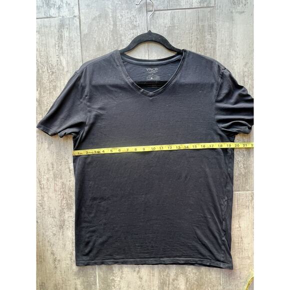 VINCE Favorite Short Sleeve V Neck T Shirt Men Slub Black Pima Cotton Designer M - Picture 5 of 5